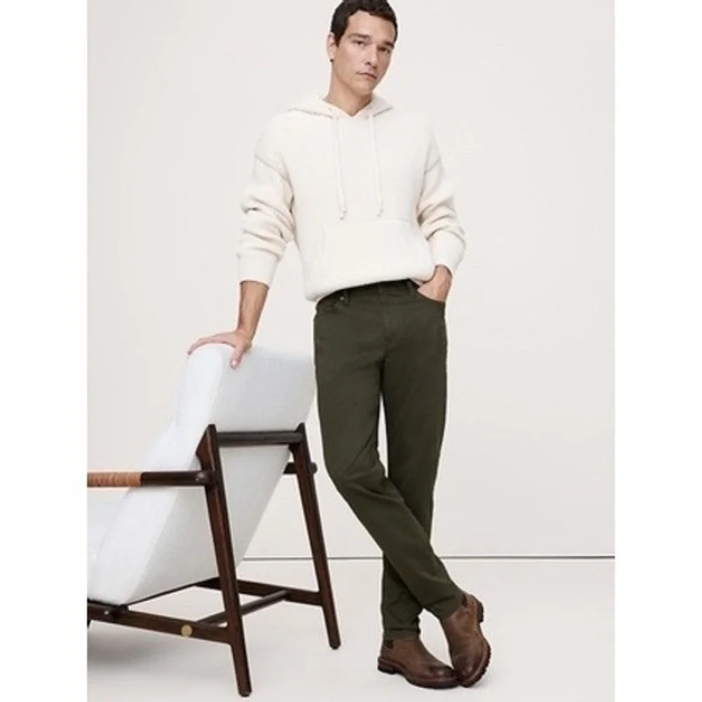 Banana Republic slim fit traveler pants olive green men's size‎ 35 x 34 business